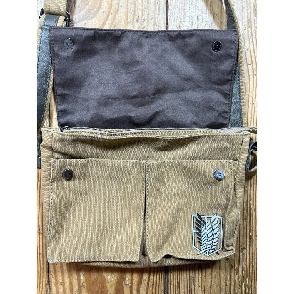 Attack on Titan Anime Small Messenger Bag Satchel Cross Body Shoulder Tan Strap
